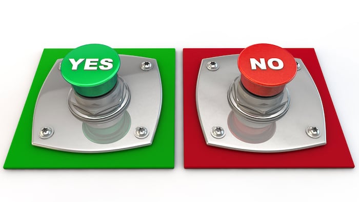 Yes no maybe Button over white Background