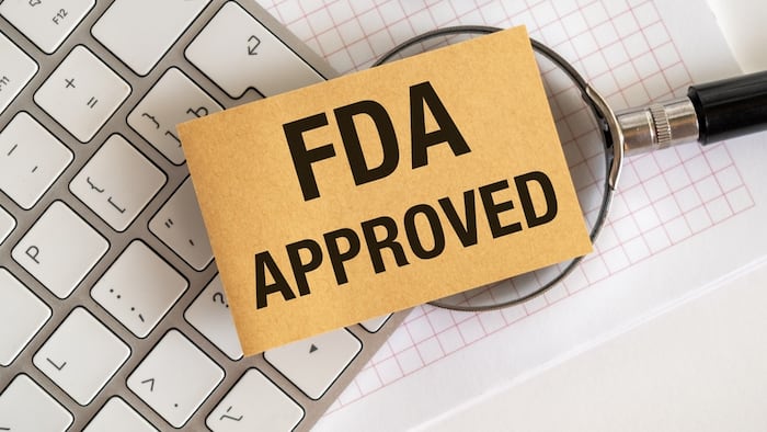 Gold "FDA approved" label