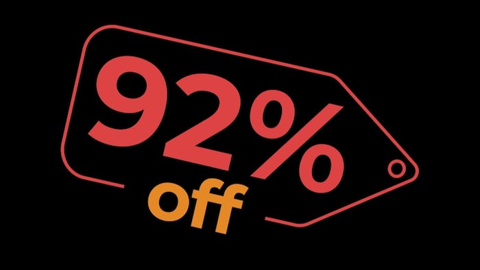 Price tag with 92% off