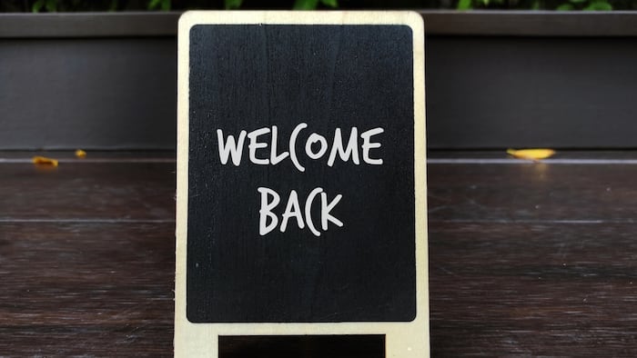 Welcome back sign