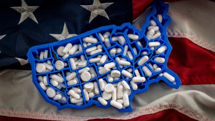 USA map with states filled by tablets